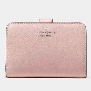 NWT Kate Spade Lena Medium Bifold Wallet Pink Pebbled Leather